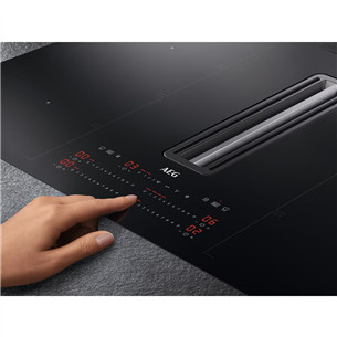 AEG 6000 FlexiBridge, width 83 cm, black - Built-in Induction Hob with Cooker Hood
