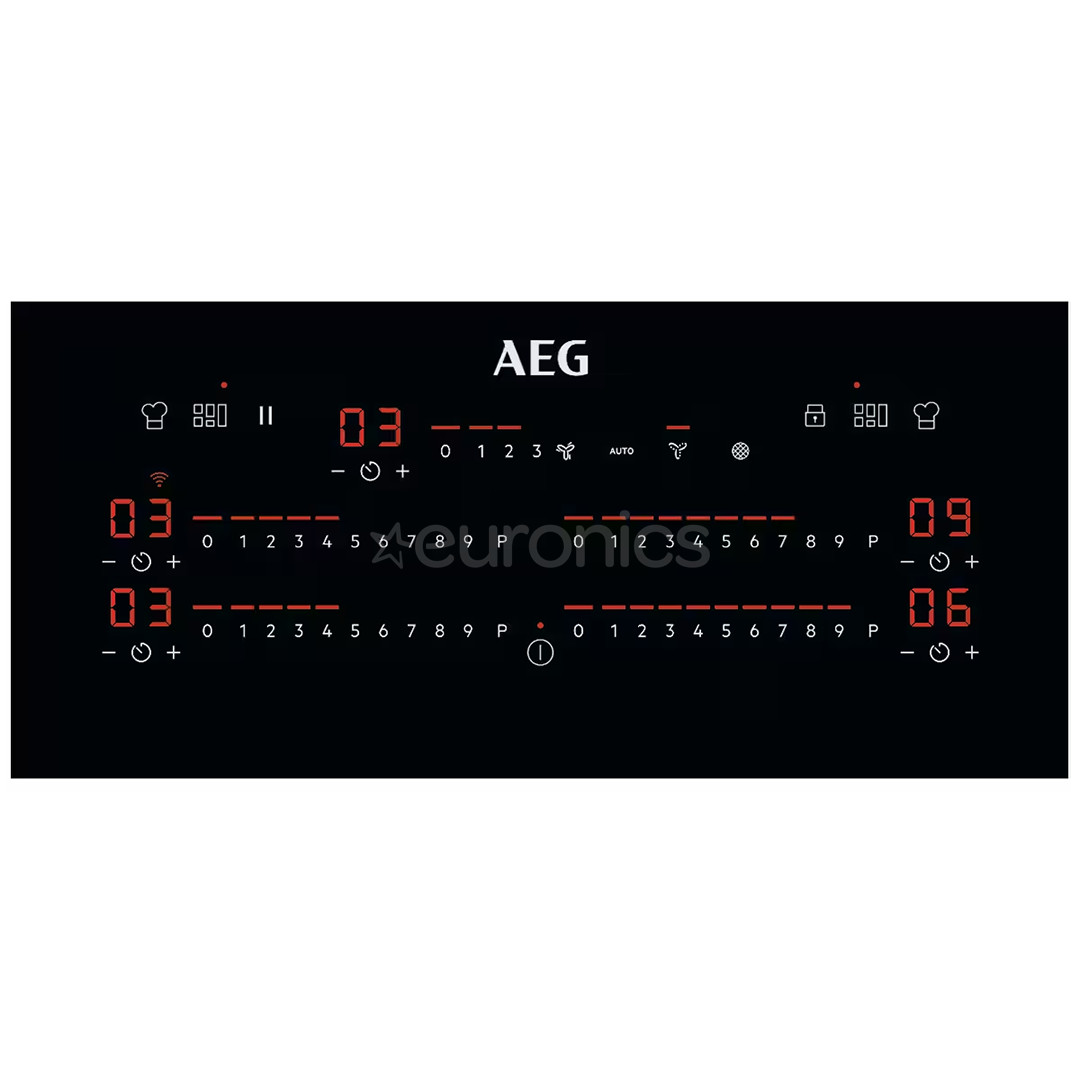 AEG 6000 FlexiBridge, width 83 cm, black - Built-in Induction Hob with Cooker Hood