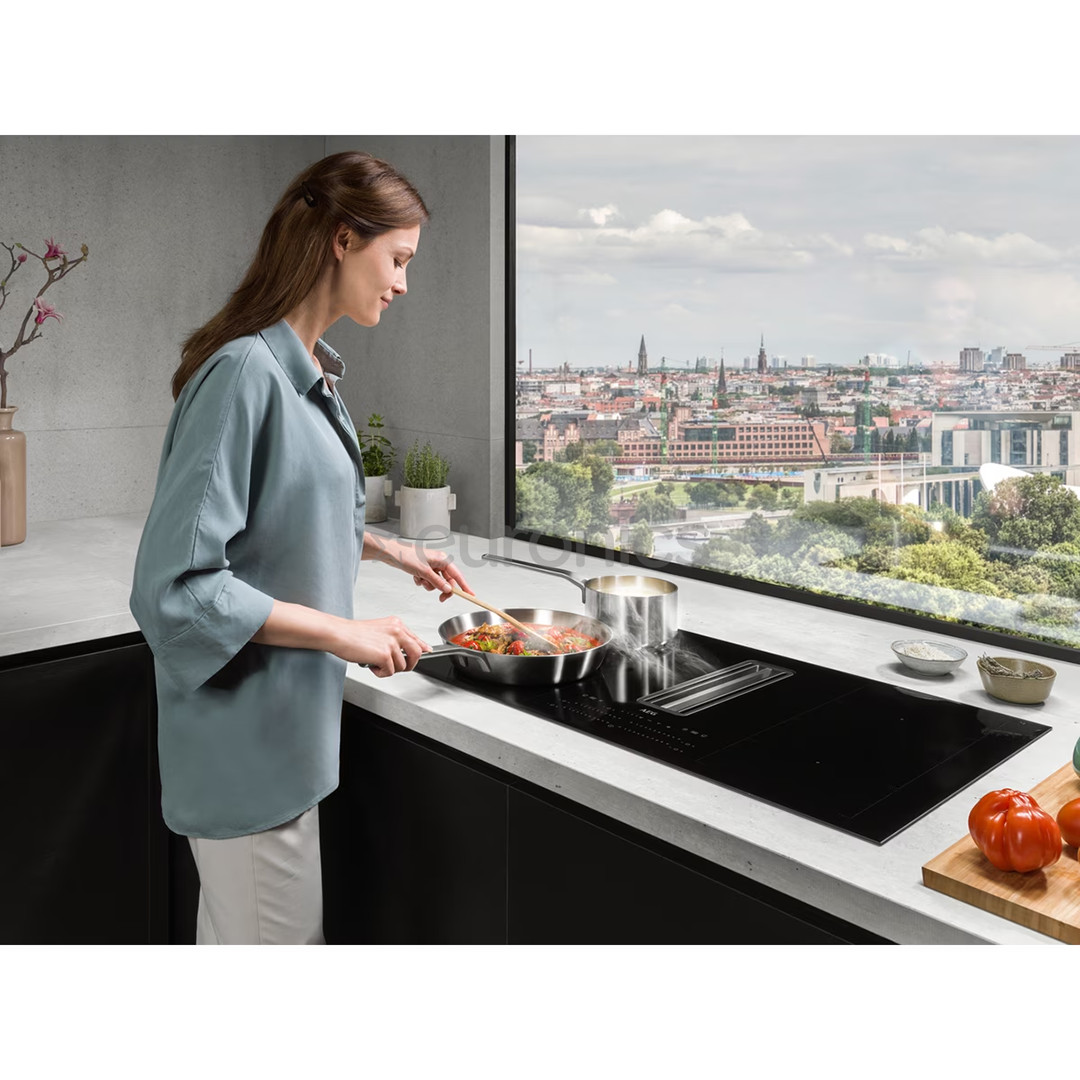 AEG 6000 FlexiBridge, width 83 cm, black - Built-in Induction Hob with Cooker Hood