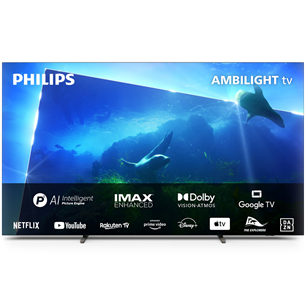 Philips OLED818, 77", OLED, Ultra HD, feet apart, gray - TV