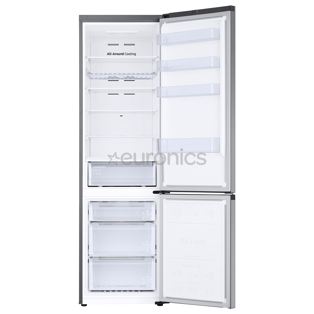 Samsung, NoFrost, 390 л, высота 203 см, серебристый - Холодильник
