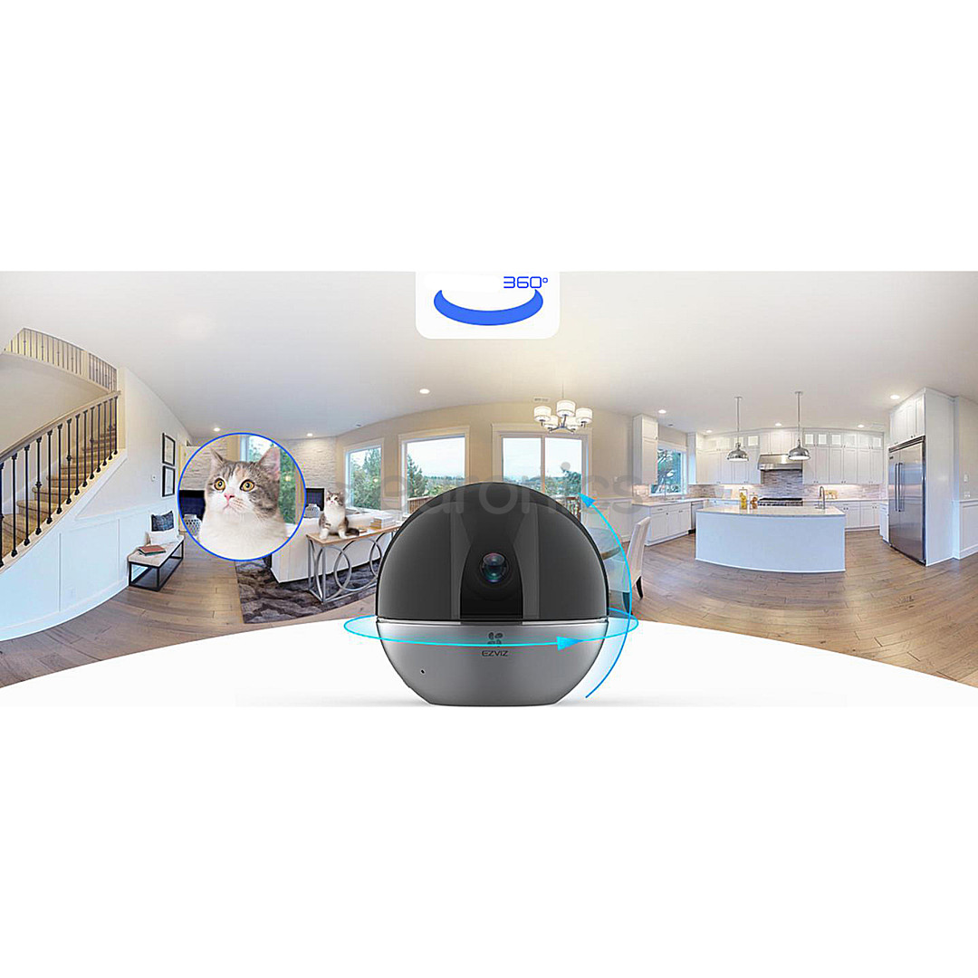 EZVIZ E6, 5 MP, WiFi, LAN, human detection, night vision, black - Pan & Tilt WiFi Camera