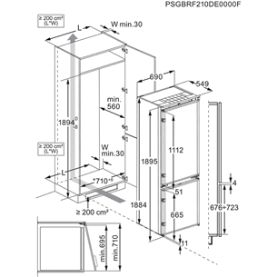 Electrolux 700, NoFrost, 376 L, 189 cm - Built-in Refrigerator