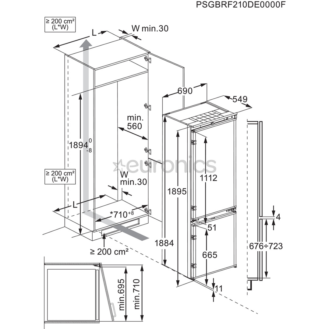Electrolux 700, NoFrost, 376 L, 189 cm - Integreeritav külmik