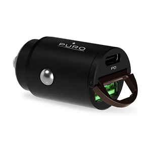 Puro Mini, USB-A, USB-C, 30 W, must - Autolaadija