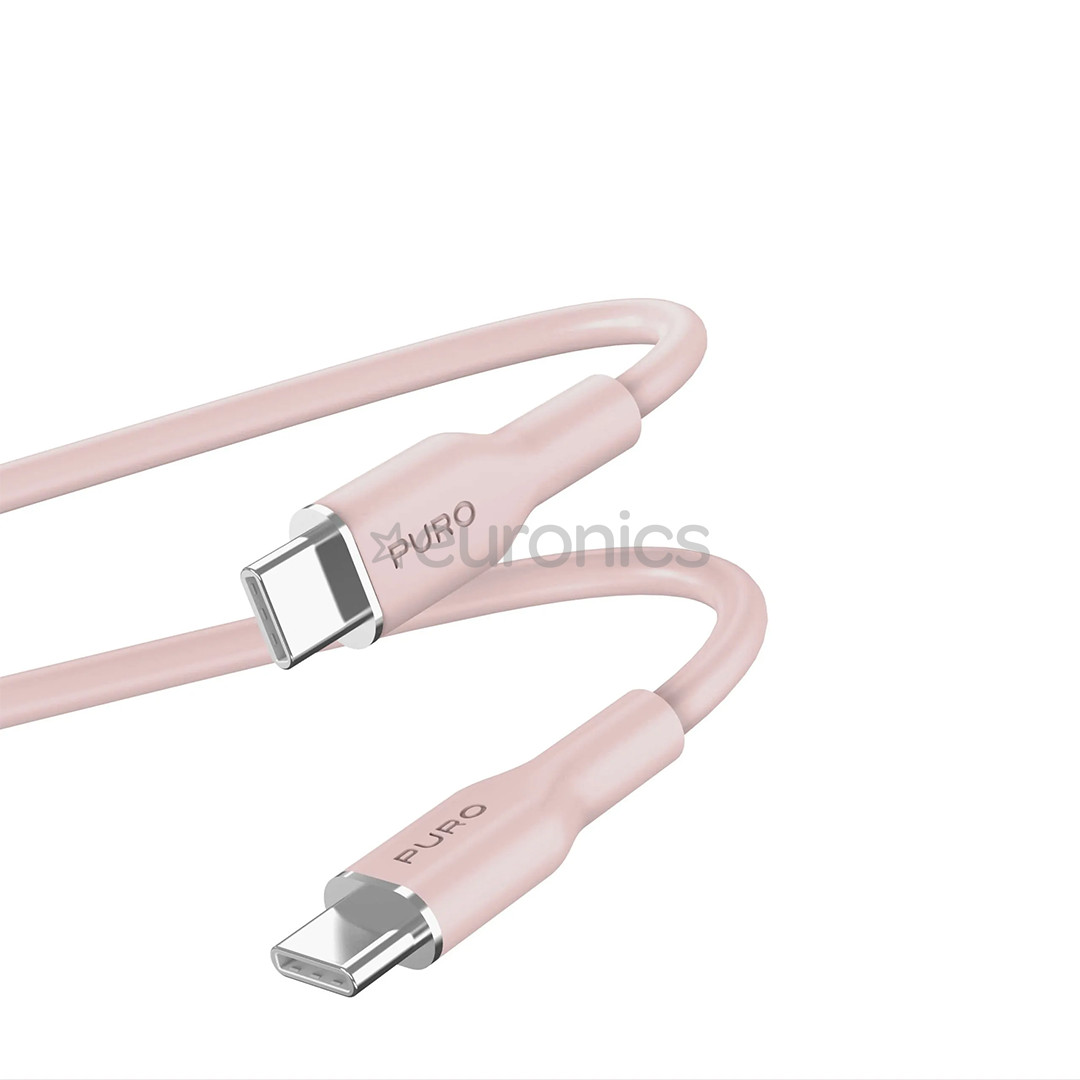 Puro Soft, USB-C / USB-C, 1,5 m, roosa - Kaabel