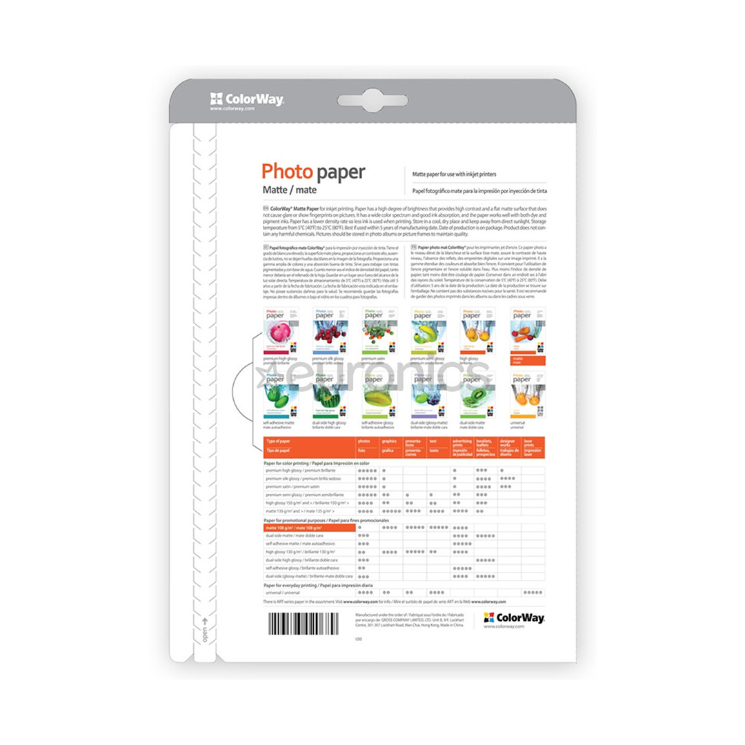 ColorWay A4, 190 g/m², 20 sheets, matte - Photo paper