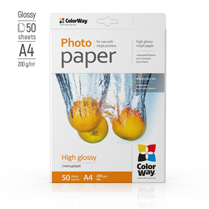 ColorWay High Glossy Photo Paper, 50 lehte, A4, 200 g/m² - Fotopaber