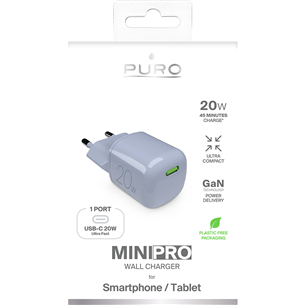 Puro MiniPro, USB-C, 20 W, blue - Power adapter
