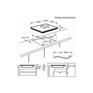 Electrolux 300, laius 59 cm, raamita, must - Integreeritav induktsioonpliidiplaat