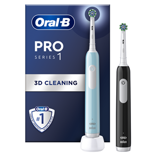 Braun Oral-B Pro Series 1, 2 pieces, light blue/black - Electric toothbrush set PROSERIES1DUO