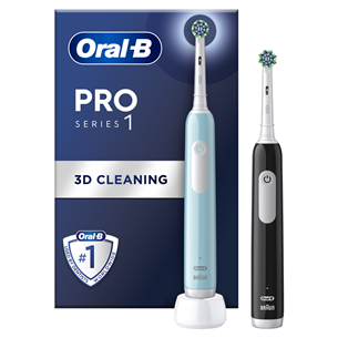 Braun Oral-B Pro Seeria 1, 2 tk, sinine/must - Elektriliste hambaharjade komplekt