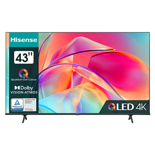 Hisense E7KQ, 43", Ultra HD, QLED, черный - Телевизор