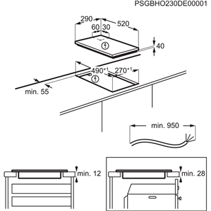 Electrolux 300 Domino, raamita, laius 29 cm, must - Integreeritav keraamiline pliidiplaat