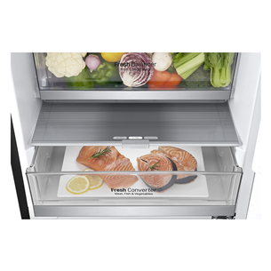LG, Total No Frost, 384 L, 203 cm, matte black - Refrigerator