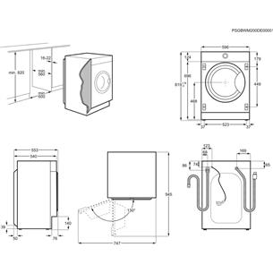 Electrolux UltraCare 8 кг, глубина 54 см, 1400 об/мин - Интегрируемая стиральная машина