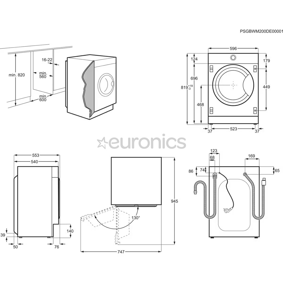 Electrolux UltraCare 8 kg, depth 54 cm, 1400 rpm - Built-in washing machine