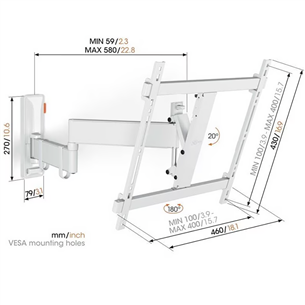 Vogel's 3443W Comfort Full-Motion, 32" - 65", white - TV wall mount