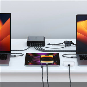 Satechi GaN, 200 W, 6x USB-C, tumehall - Laadimisjaam