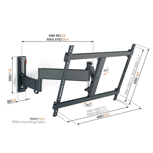 Vogel's TVM 3643 Full-Motion, 180º, 40'' - 77'', must - Teleri seinakinnitus