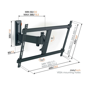 Vogel's TVM 3623 Full-Motion, 120º, 40'' - 77'', must - Teleri seinakinnitus