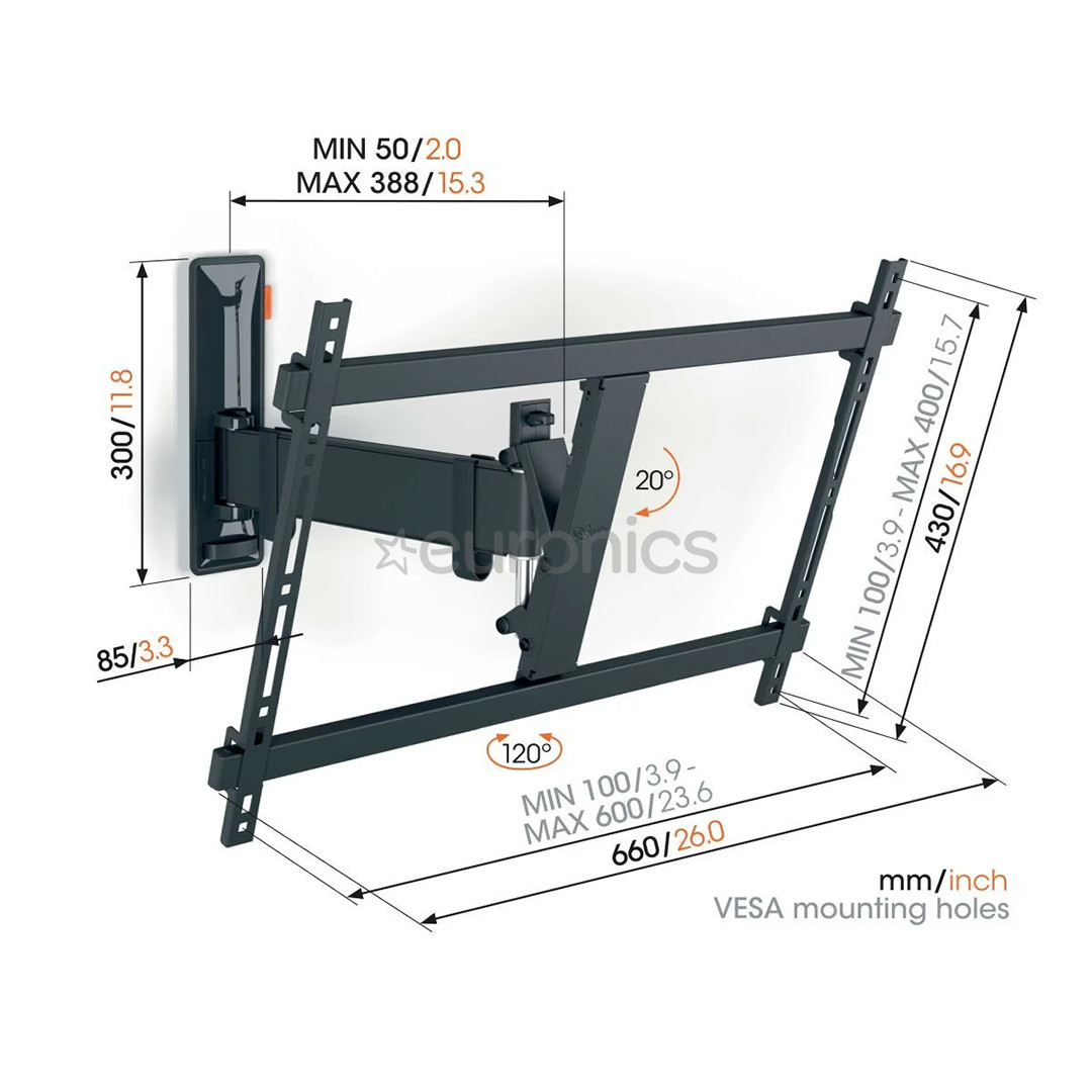 Vogel's TVM 3623 Full-Motion, 120º, 40'' - 77'', must - Teleri seinakinnitus
