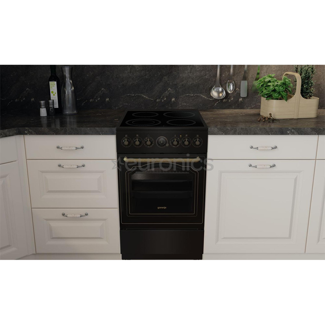 Gorenje, retro, 70 L, must - Eraldiseisev keraamiline pliit