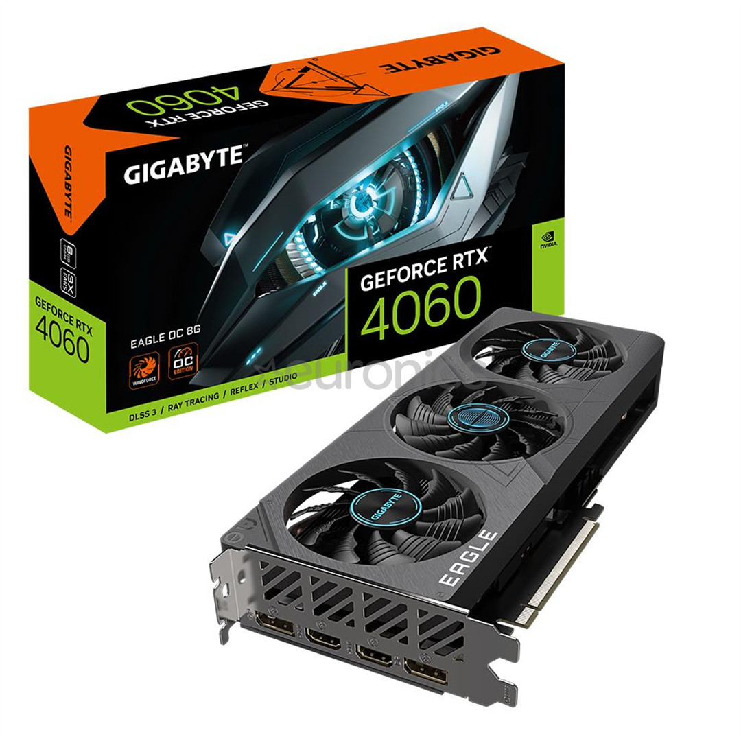 Gigabyte NVIDIA GeForce RTX 4060, 8GB, GDDR6, 128 bit - Graafikakaart