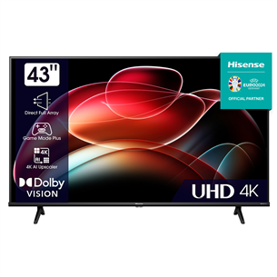 Hisense A6K, 43'', Ultra HD, LED LCD, feet stand, black - TV 43A6K