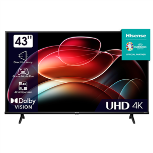 Hisense A6K, 43'', Ultra HD, LED LCD, jalad ääres, must - Teler