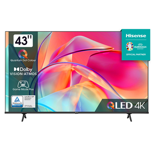 Hisense E7KQ, 43", Ultra HD, QLED, черный - Телевизор