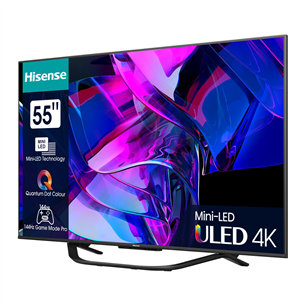 Hisense U7KQ, 55'', Ultra HD, Mini LED, must - Teler