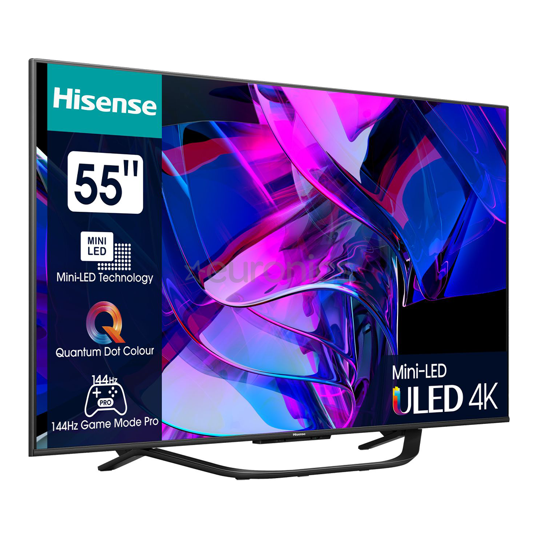 Hisense U7KQ, 55'', Ultra HD, Mini LED, must - Teler