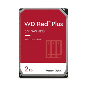 Western Digital WD Red Plus NAS, 2 ТБ, 5400 об/мин, 64 МБ, 3,5" - Жесткий диск HDD WD20EFPX