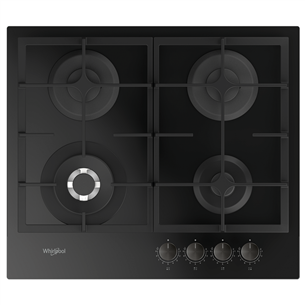 Whirlpool, width 59 cm, black - Built-in gas hob