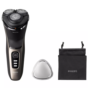 Philips Shaver 3000 Series, Wet & Dry, must/kuldne - Pardel S3242/12