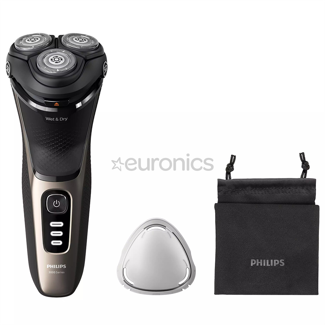Philips Shaver 3000 Series, Wet & Dry, black/golden - Shaver