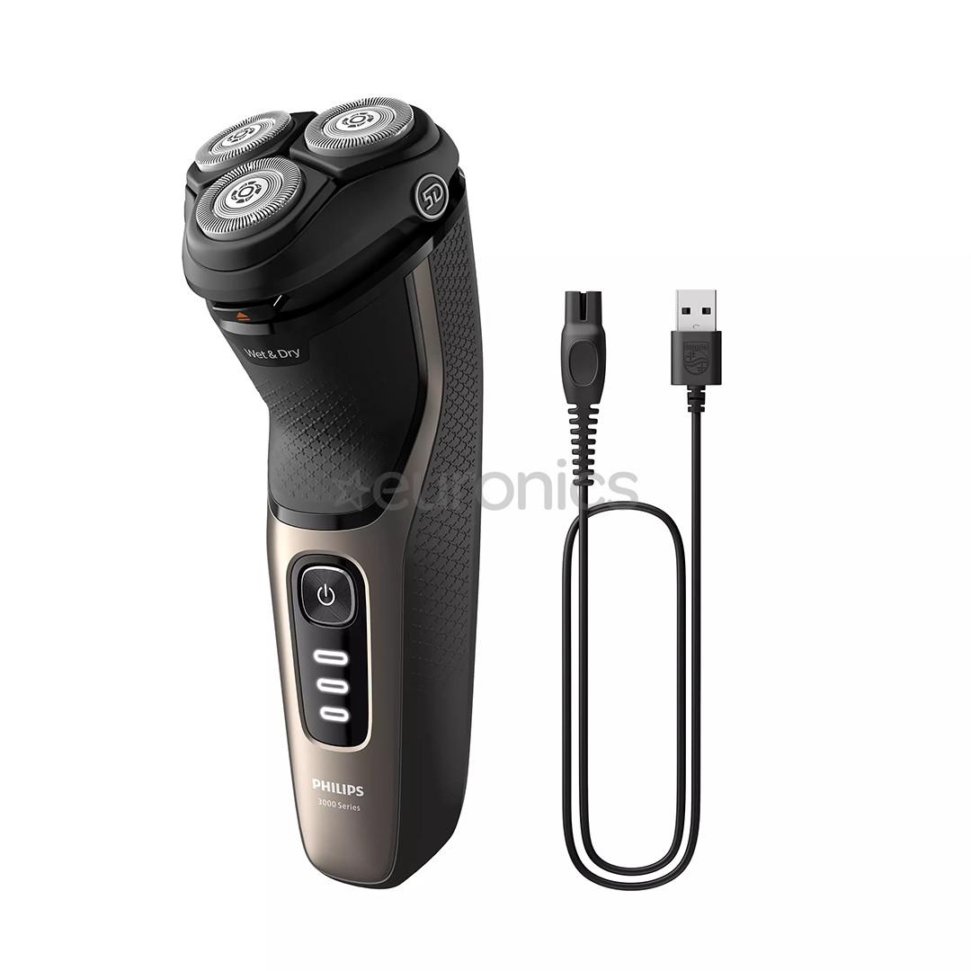 Philips Shaver 3000 Series, Wet & Dry, black/golden - Shaver