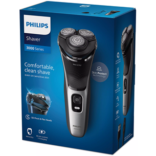 Philips Shaver 3000 Series, Wet & Dry, black/silver - Shaver
