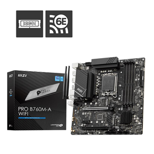 MSI, Intel B760, LGA1700, DDR5, mATX, WiFi+BT - Mainboard