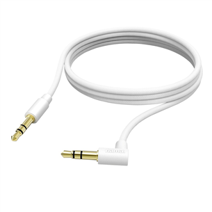 Hama Aux Cable, 3,5 мм - 3,5 мм, разъем под углом 90°, 1 м, белый - Кабель 00201529