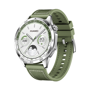 Huawei Watch GT4, 46 mm, roostevaba teras/roheline - Nutikell