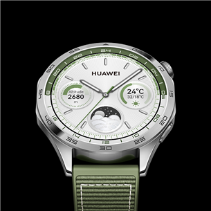 Huawei Watch GT4, 46 mm, roostevaba teras/roheline - Nutikell