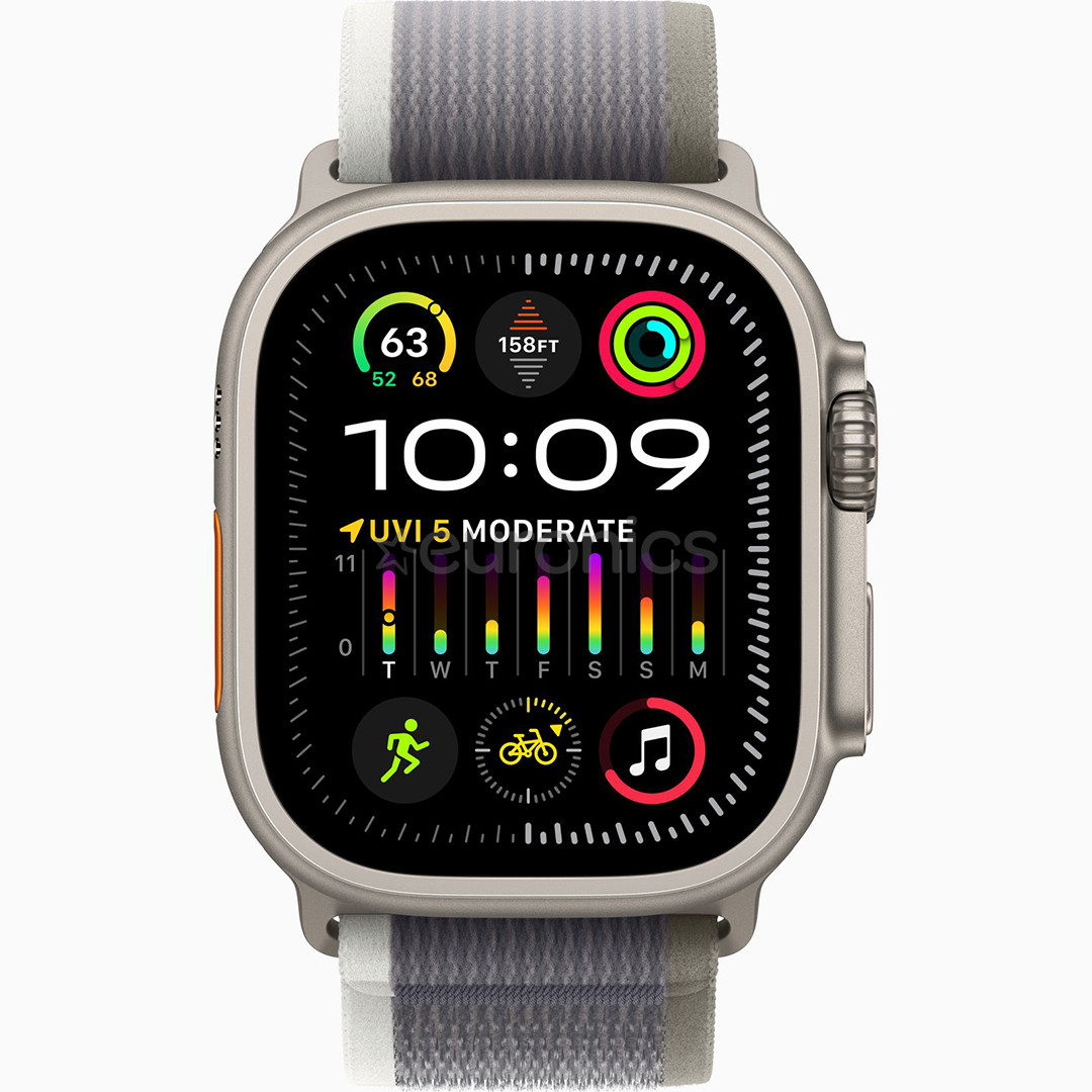 Apple Watch Ultra 2, 49 мм, Trail Loop, S/M, зеленый/серый - Смарт-часы