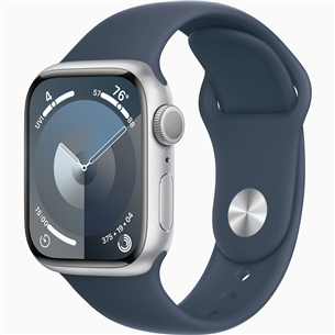 Apple Watch Series 9 GPS, 41 mm, Sport Band, S/M, hõbe/sinine - Nutikell