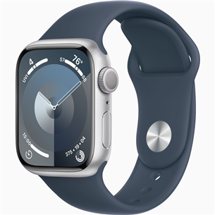 Apple Watch Series 9 GPS, 41 mm, Sport Band, M/L, hõbe/sinine - Nutikell MR913ET/A