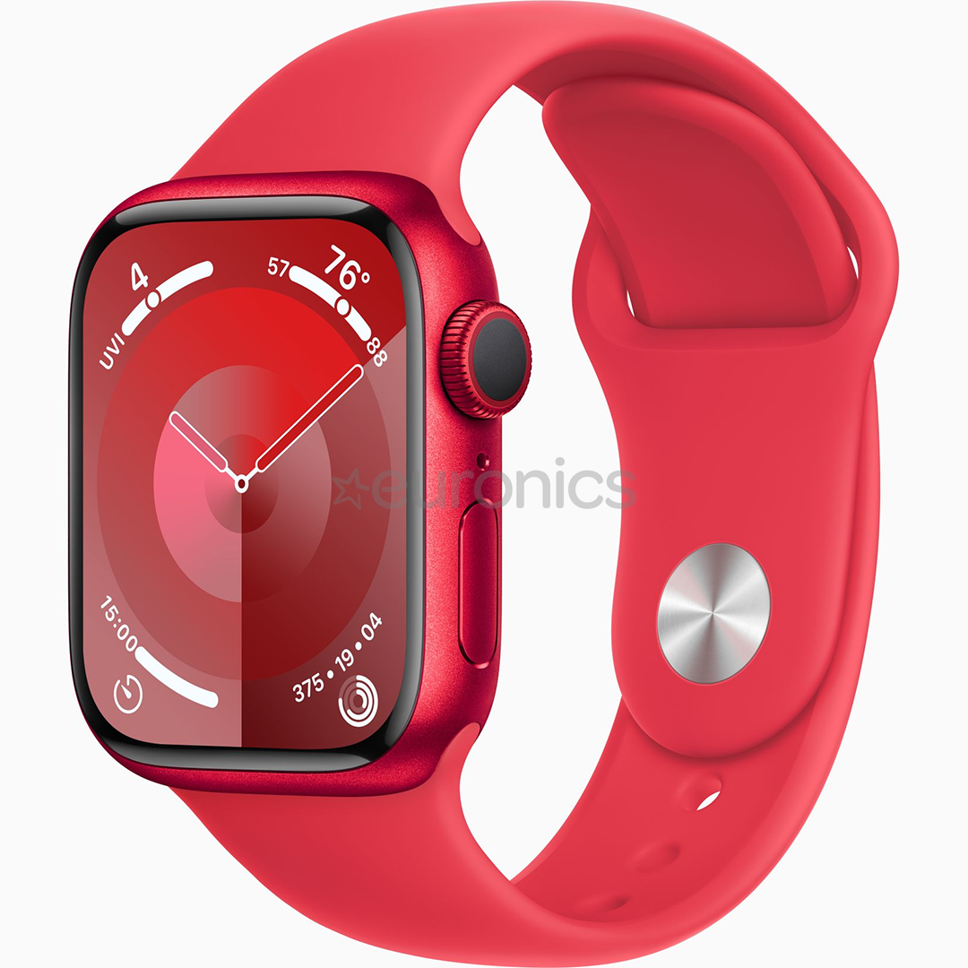 Apple Watch Series 9 GPS, 41 мм, Sport Band, S/M, красный - Смарт-часы