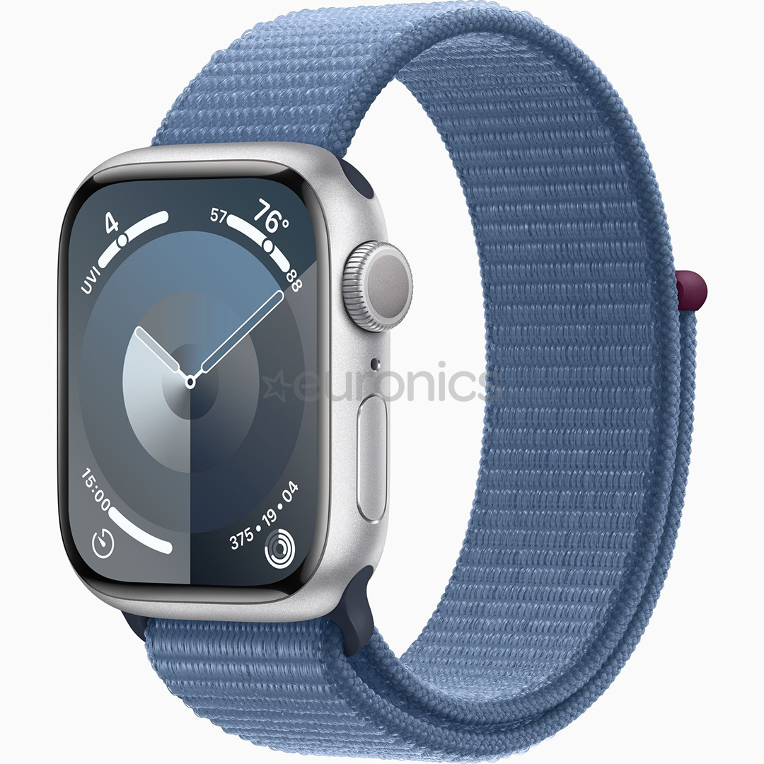 Apple Watch Series 9 GPS, 41 mm, Sport Loop, hõbe/sinine - Nutikell