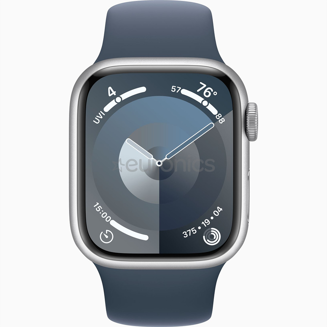 Apple Watch Series 9 GPS + Cellular, 41 мм, Sport Band, S/M, серебристый/синий - Смарт-часы