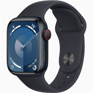 Apple Watch Series 9 GPS + Cellular, 41 mm, Sport Band, S/M, must - Nutikell